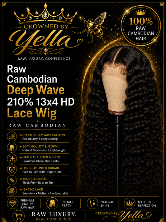 Raw Cambodian Deep Wave 210% 13x4 HD Lace Wig